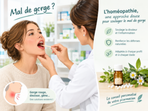 Gorge irritée examinée avant un conseil sur l'homéopathie et le mal de gorge