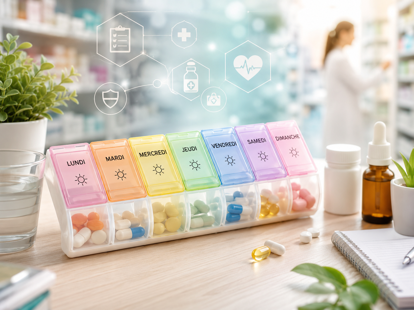 pilulier semainier médicaments organisés officine
