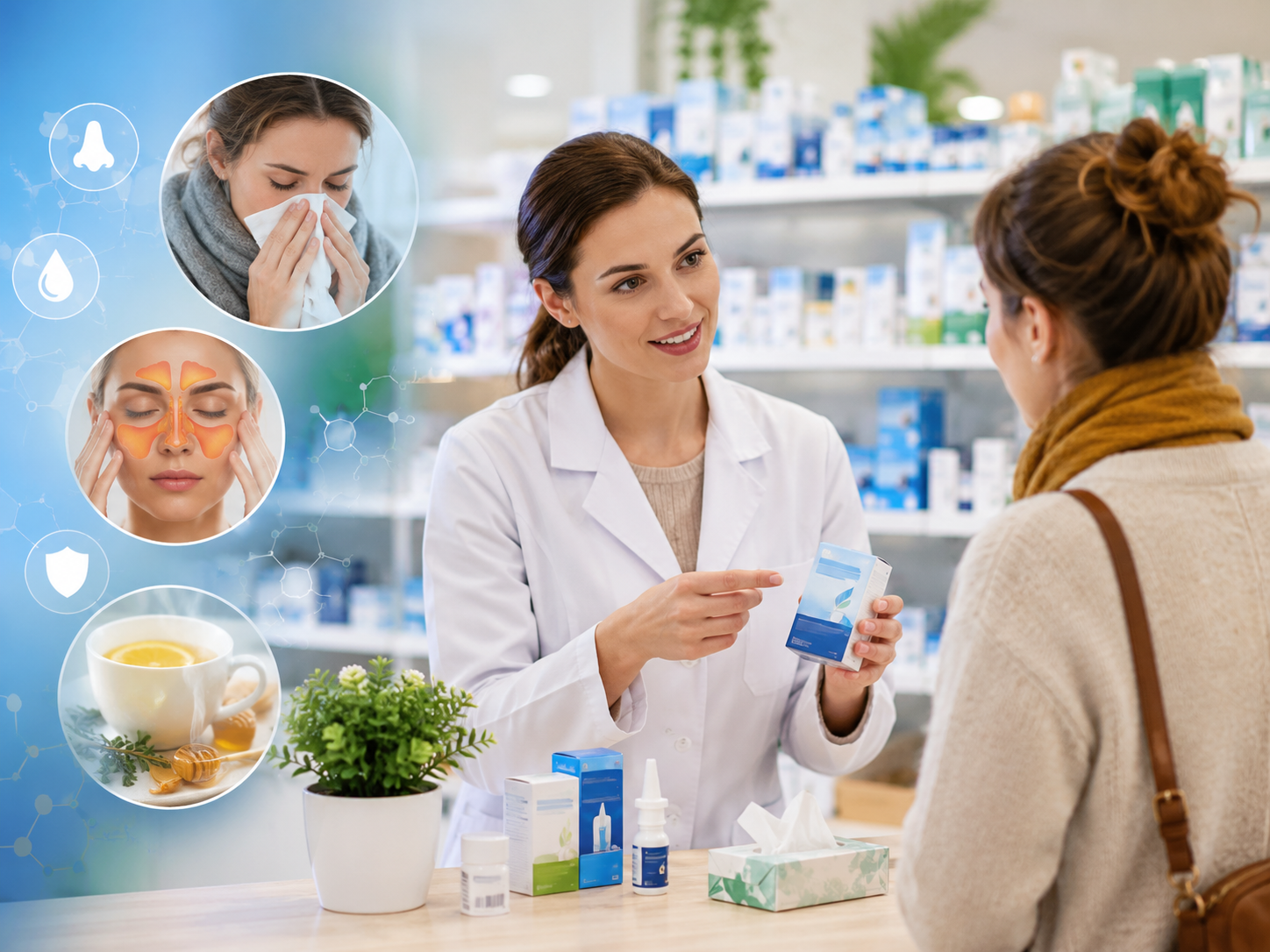 rhume sinusite conseils pharmacien comptoir