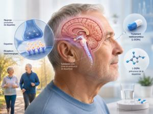 maladie de Parkinson traitement dopamine schéma