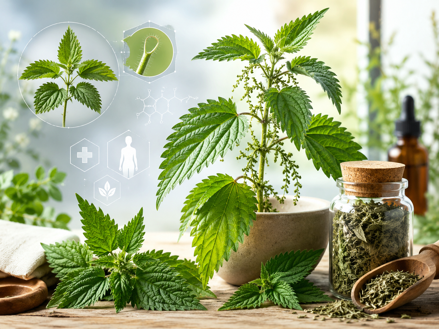 ortie médicinale Urtica dioica plante et feuilles
