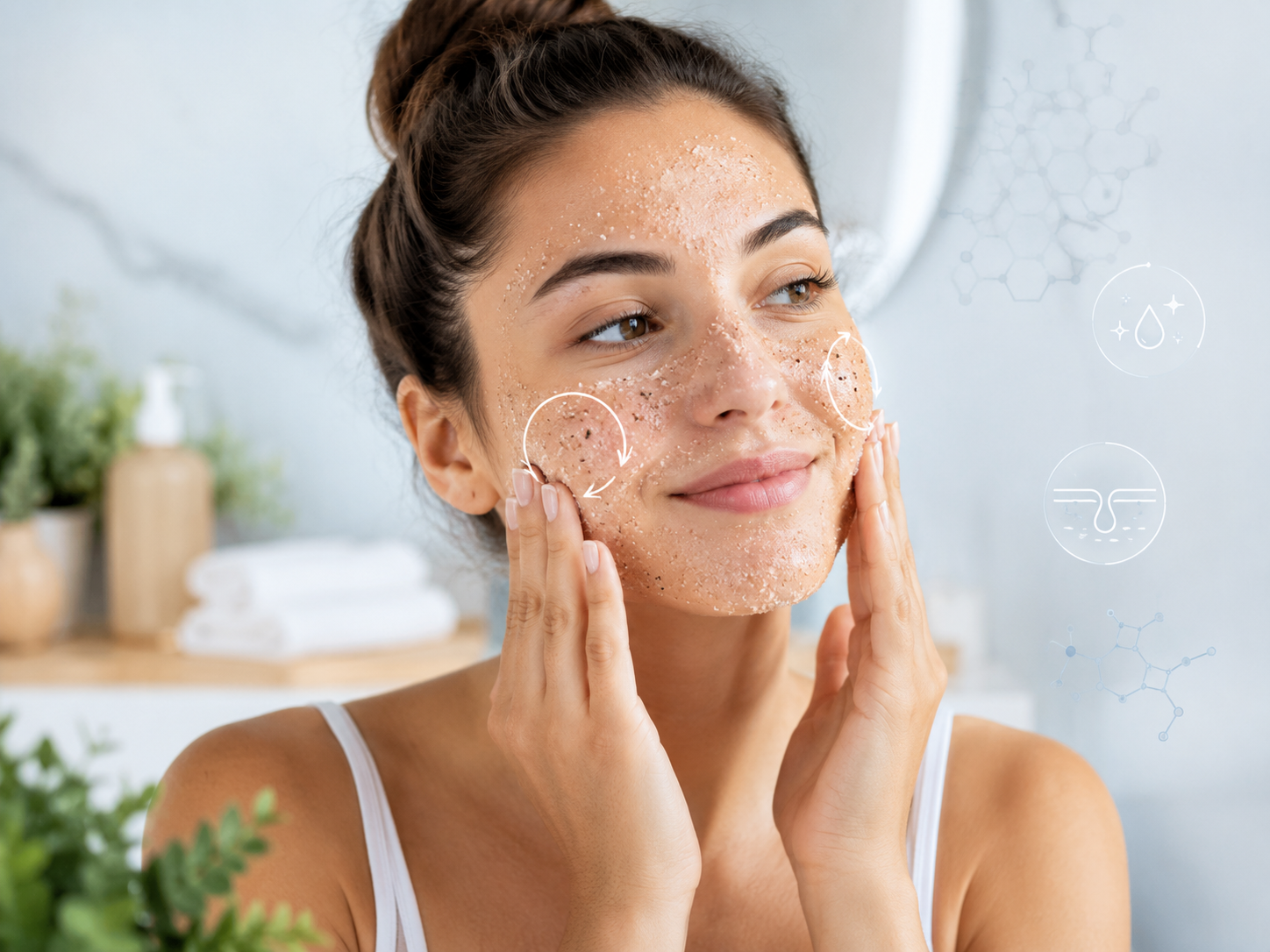 Gommage du visage appliqué en massage circulaire