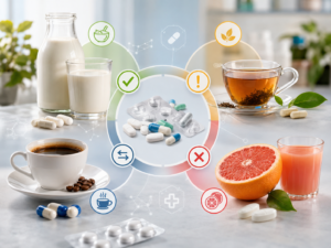 Tableau illustrant les interactions entre médicaments et boissons courantes