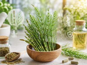 Tige de prêle (Equisetum arvense), plante riche en silicium utilisée en phytothérapie
