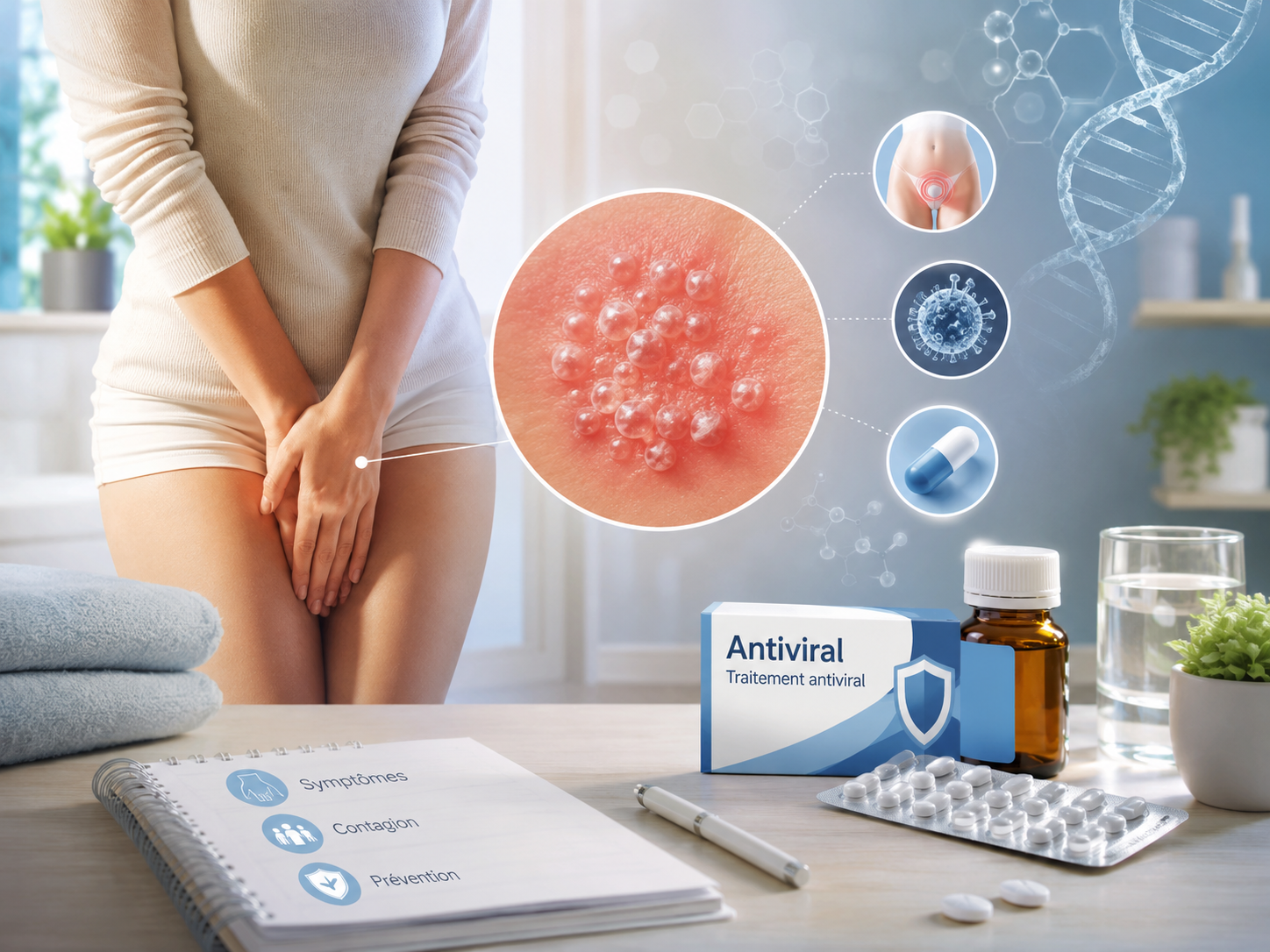 herpès génital symptômes traitement antiviral