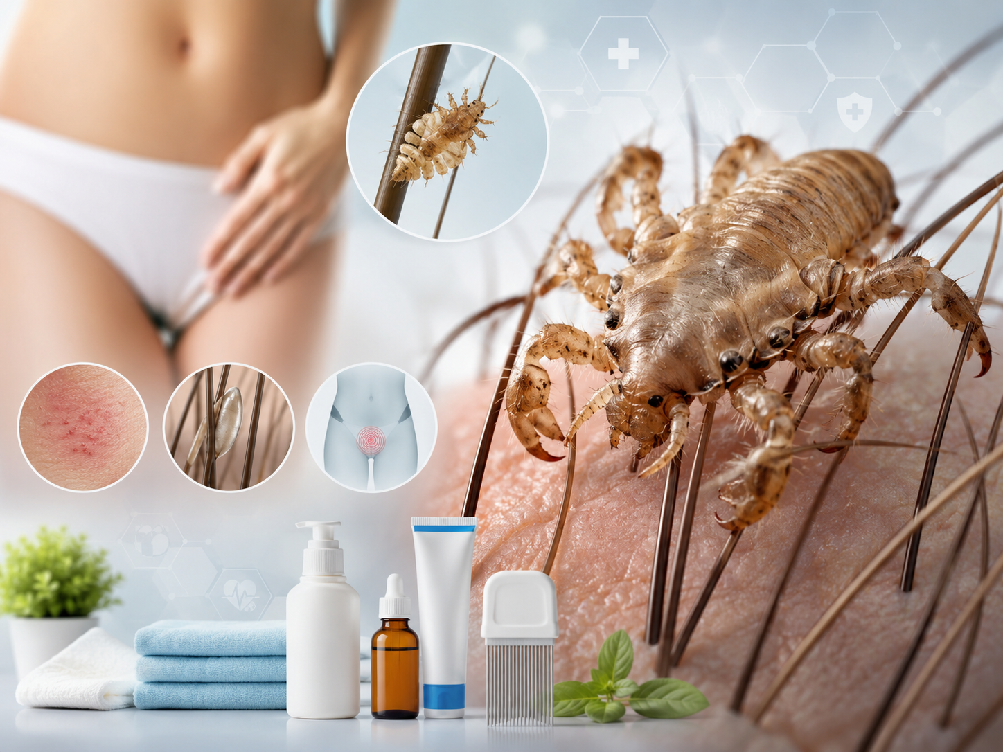 morpions poux pubis Pthirus pubis symptômes traitement vue rapprochée