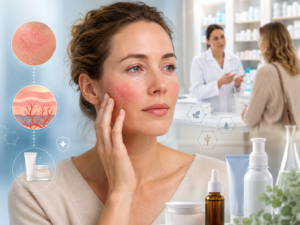 rosacée couperose visage rougeurs traitement pharmacien