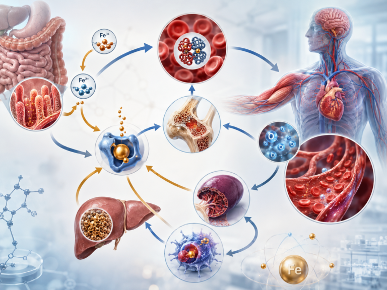 schéma du cycle du fer et de l'hémoglobine dans l'organisme