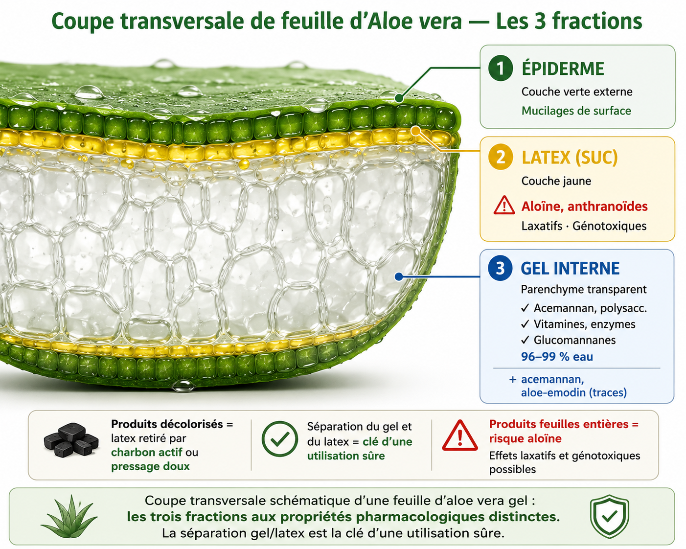 Schéma : Anatomie, d'une feuille d'Aloe Vera