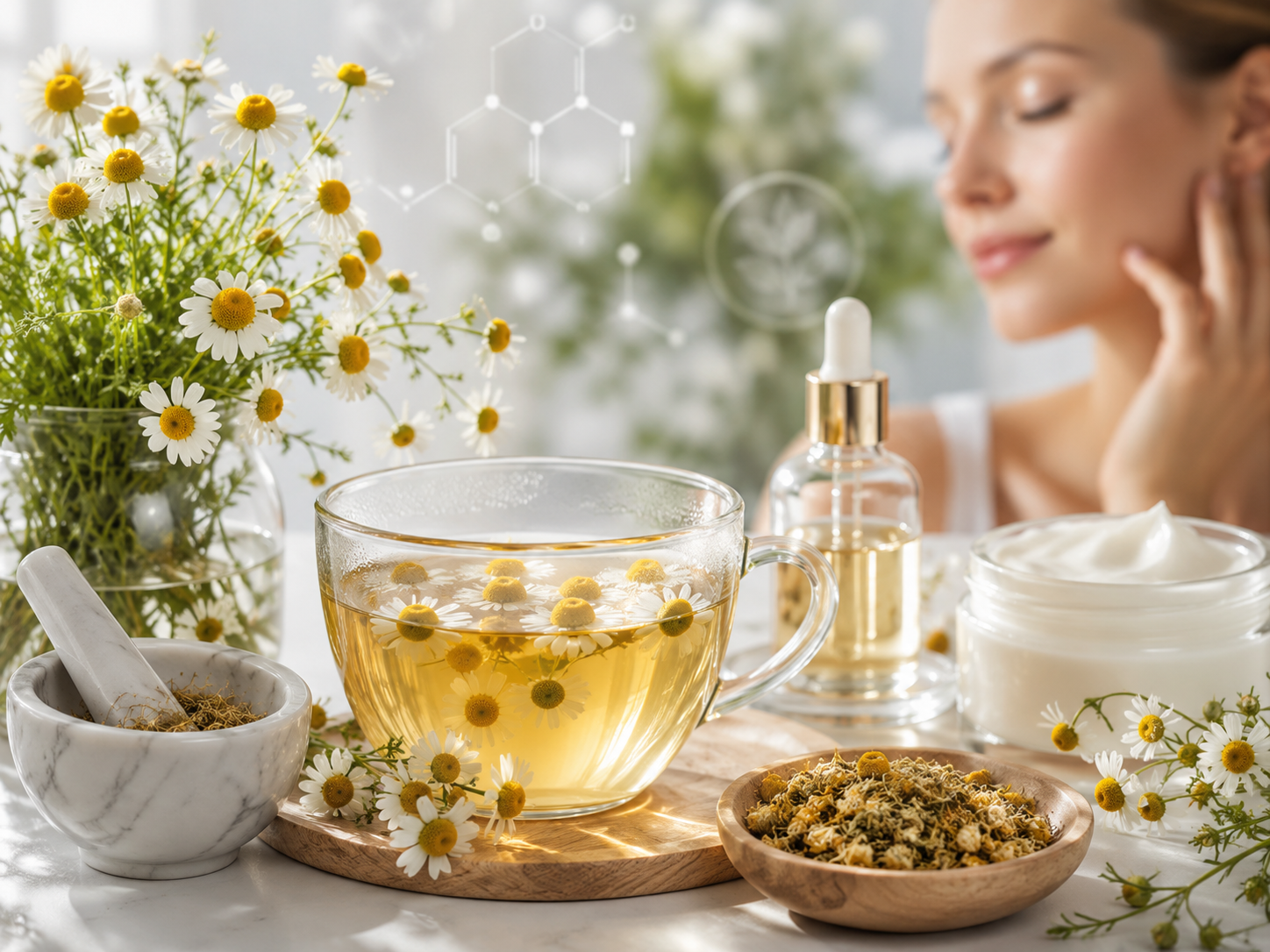 camomille phytothérapie fleurs Matricaria chamomilla infusion soins peau