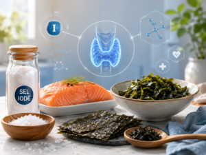 sel iodé, poisson et algues, sources alimentaires d'iode pour la thyroïde