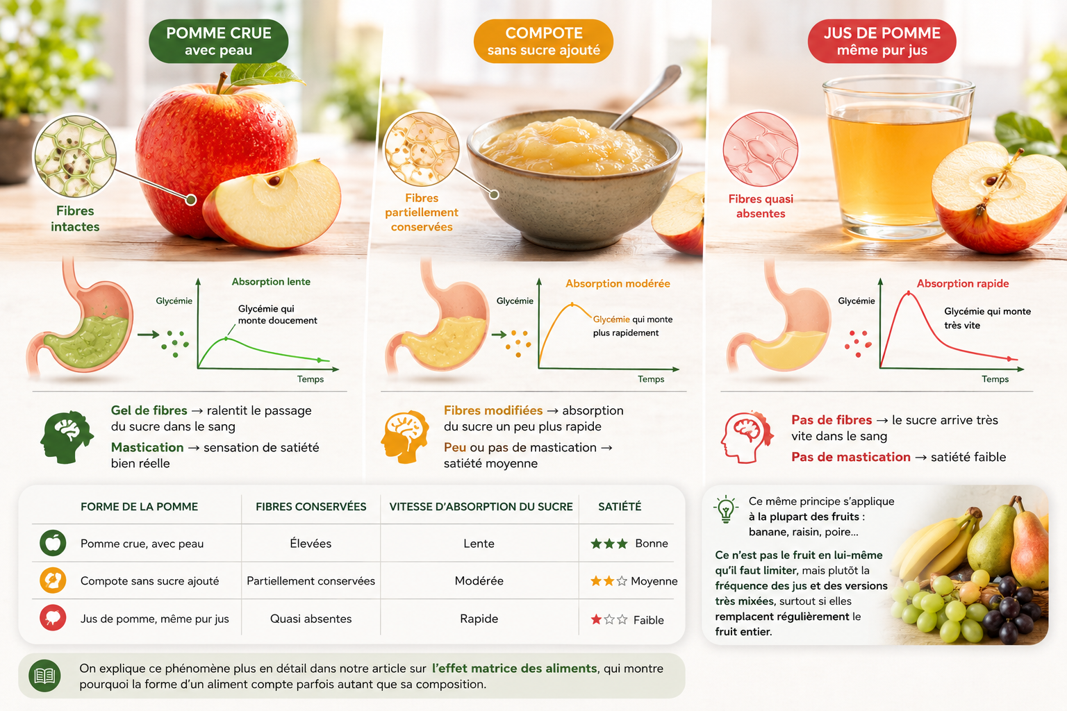 combien de fruits par jour, pomme crue compote jus