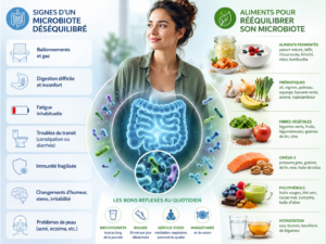 signes d'un microbiote déséquilibré et aliments pour le rééquilibrer
