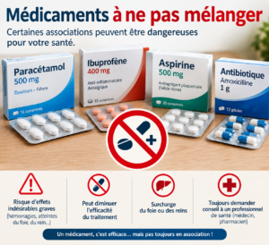 médicaments à ne pas mélanger boîtes de comprimés